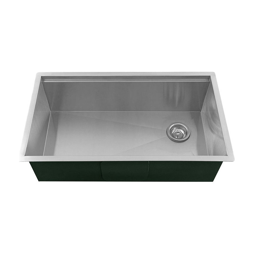Handcrafted 33" x 19" Stainless Steel Undermount Kitchen Sink with Workstation, front view