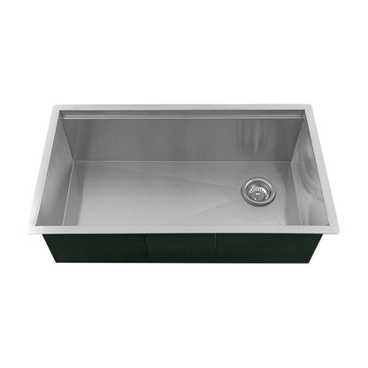 Handcrafted 33" x 19" Stainless Steel Undermount Kitchen Sink with Workstation, front view