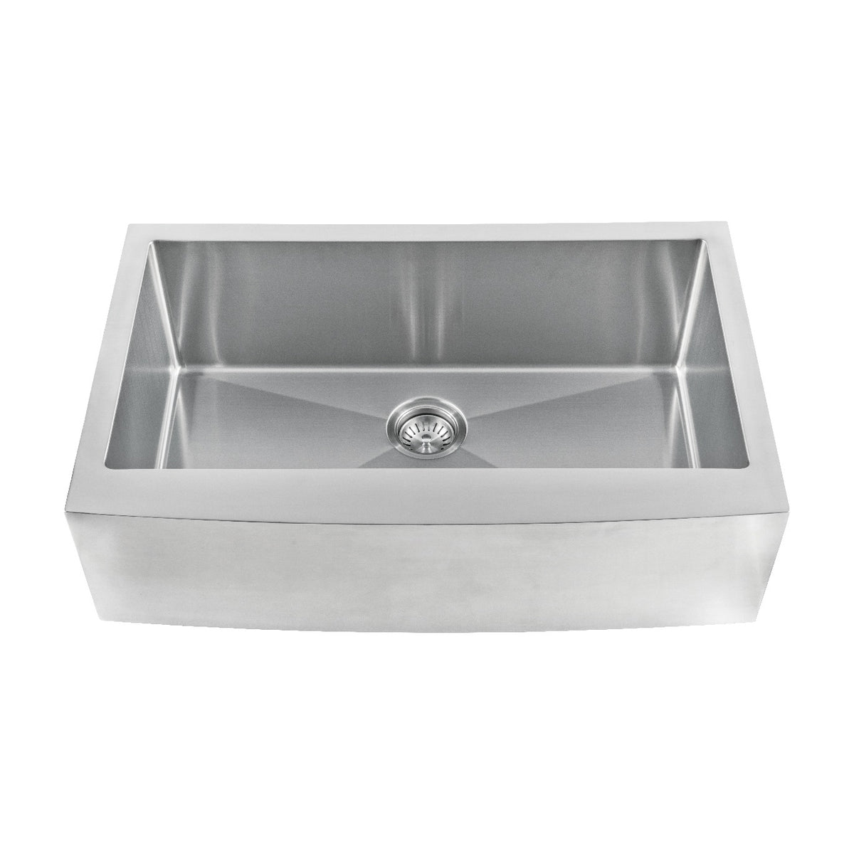 Handcrafted 33" x 21" Stainless Steel Apron / Farmhouse Kitchen Sink, front view