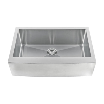 Handcrafted 33" x 21" Stainless Steel Apron / Farmhouse Kitchen Sink, front view