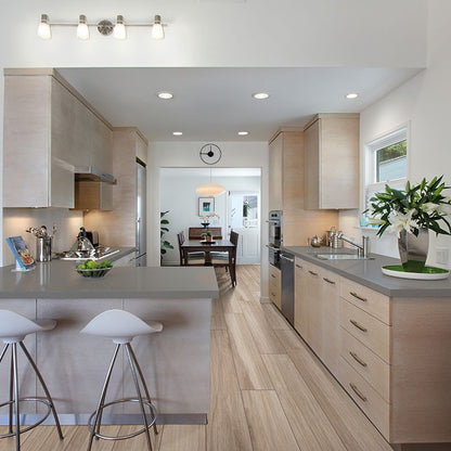 Havenwood Beige porcelain tile shown in a finished room