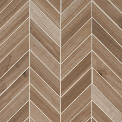Havenwood Saddle 12x15 Chevron Porcelain Mosaic in matte finish, close up sheet view
