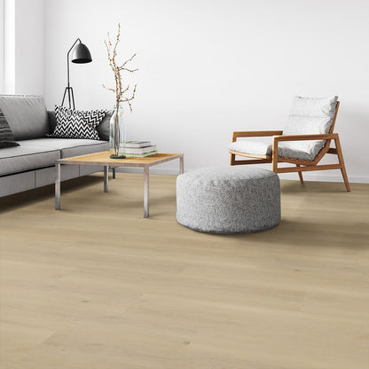 Kallum Benton Blonde loose lay vinyl plank flooring installed in a living room
