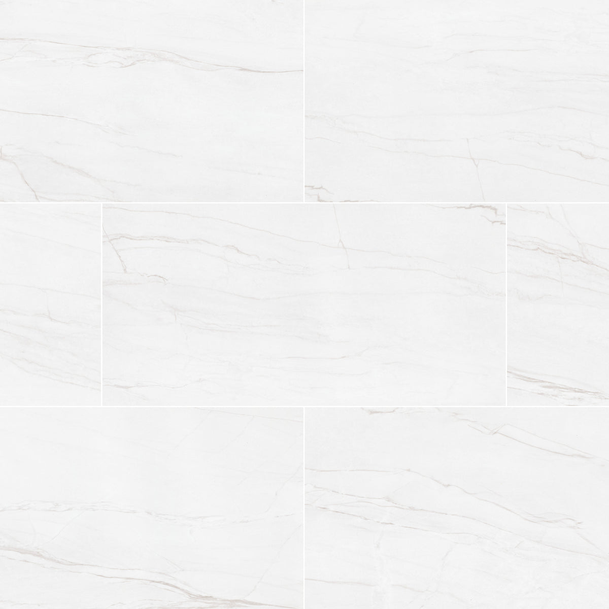 Kaya Zermatta Blanca quartzite look porcelain tile, matte finish, 12 by 24 inch view