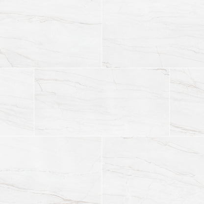 Kaya Zermatta Blanca quartzite look porcelain tile, matte finish, 12 by 24 inch view