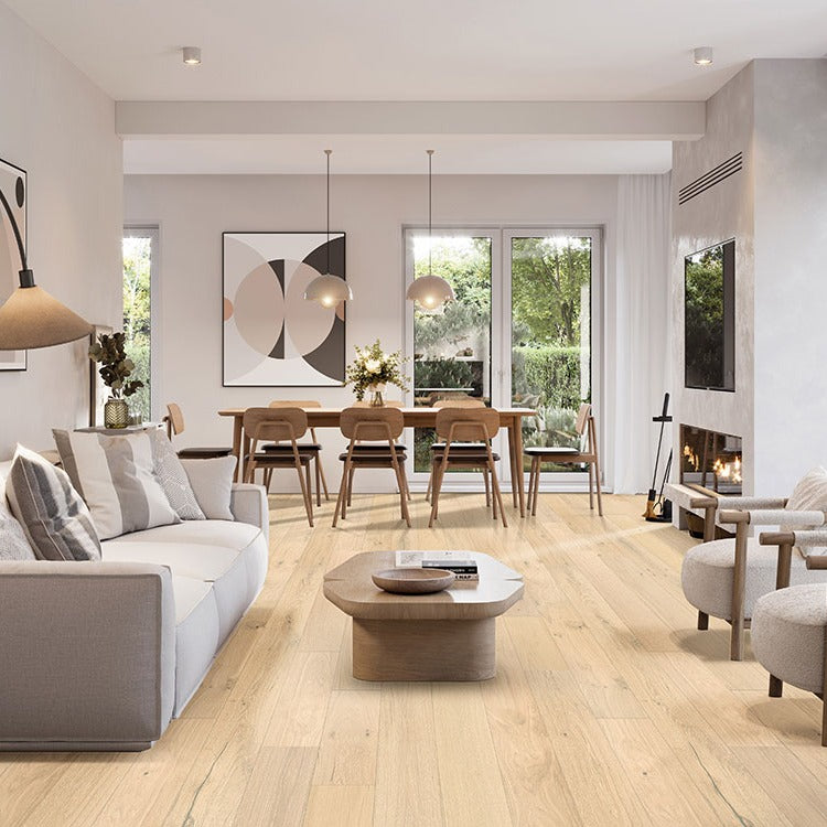 Kelmore Sandora engineered wood flooring installed in a living room