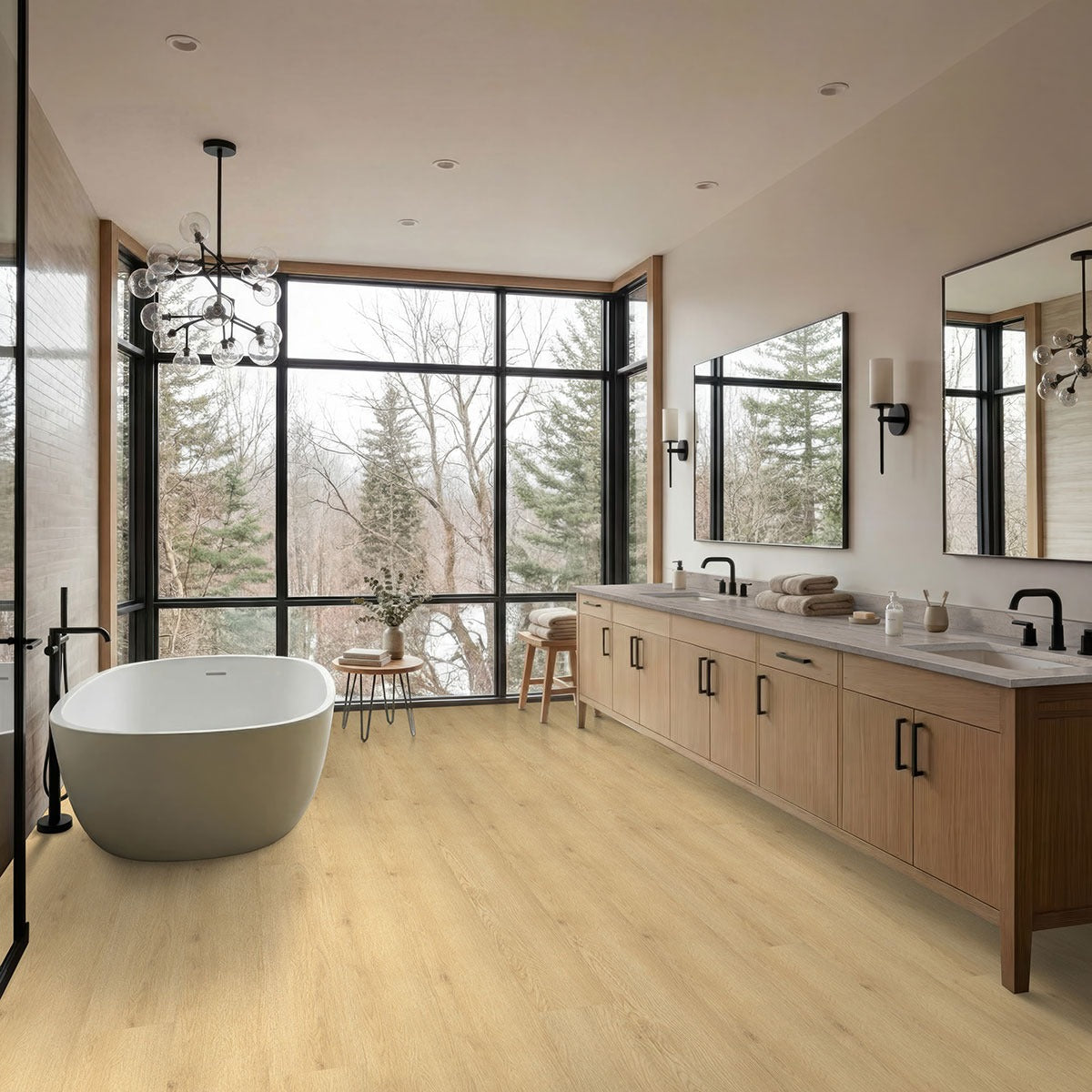 Laurel Ventaro SPC rigid core vinyl flooring installed in a bathroom