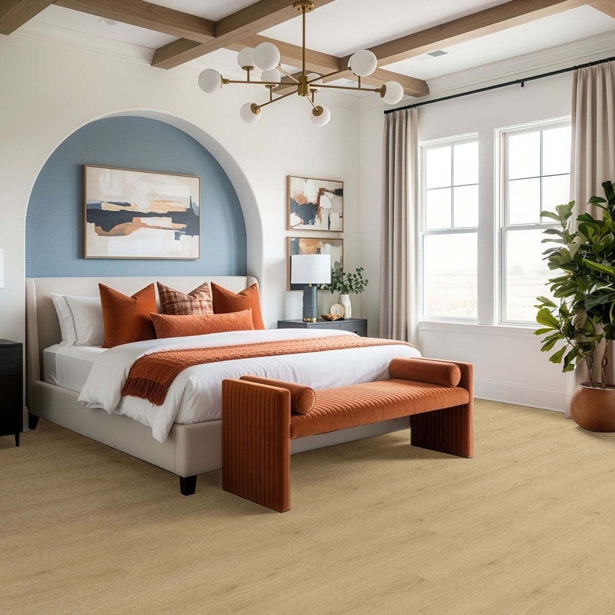 Laurel Ventaro SPC rigid core vinyl flooring installed in a bedroom
