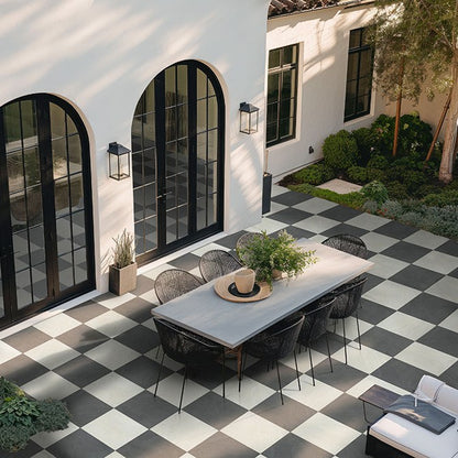 Legions Quartz White Arterra Porcelain Pavers shown installed in a finished outdoor or living space
