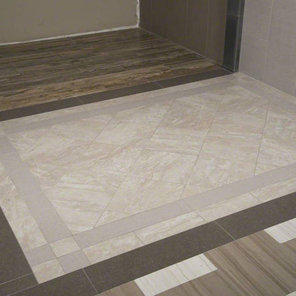 Loft Gris porcelain tile shown in a finished room