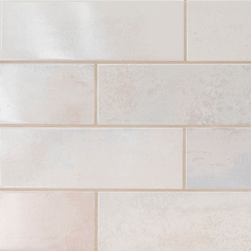 Marza Pearl ceramic tile, glossy finish, 4 by 12 inch view