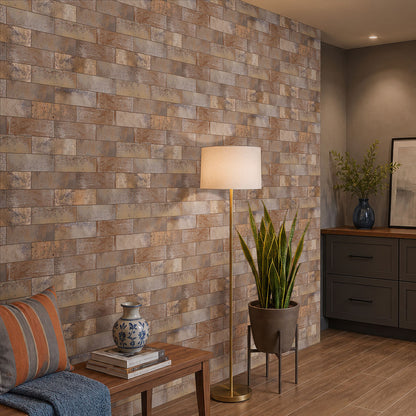 Marza Rust ceramic tile shown in a finished room