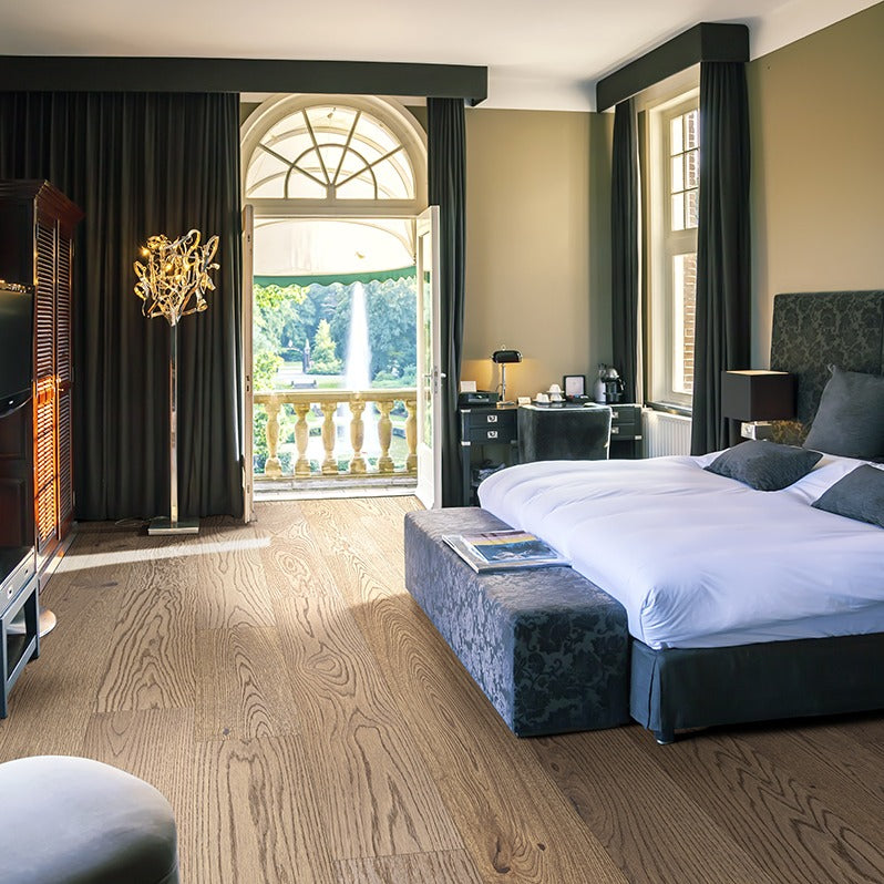 McCarran Clayborne engineered wood flooring installed in a bedroom