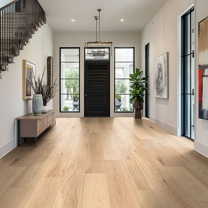 McCarran Tualatin Blonde engineered wood flooring installed in a room