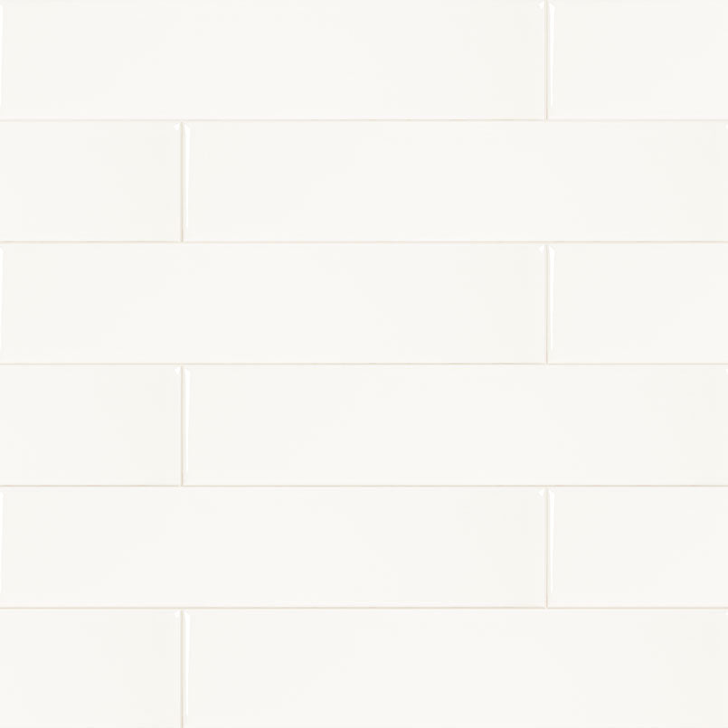 Metro White porcelain tile, glossy finish, 2 by 8 inch view