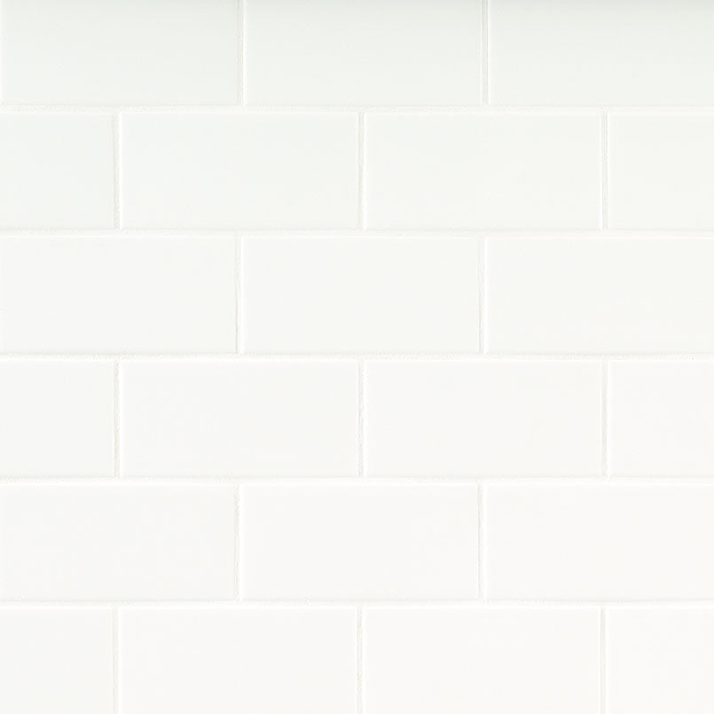 Metro White porcelain tile, glossy finish, 4 by 12 inch view