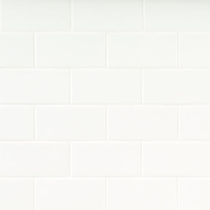 Metro White porcelain tile, glossy finish, 4 by 12 inch view