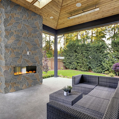 Metuchen Hills Fieldstone Rockmount Stone Veneer Decorative Wall Panels shown installed in a finished outdoor or living space