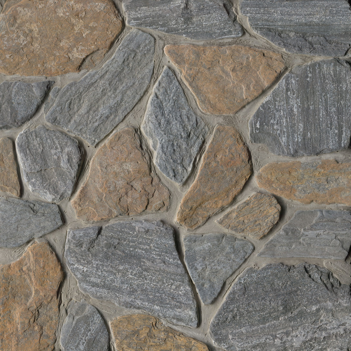 Metuchen Hills Fieldstone natural thin stone veneer, close up product view showing color and texture