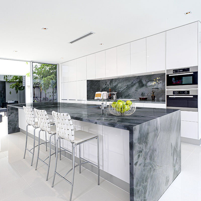 Acquatic quartzite installed in a room setting