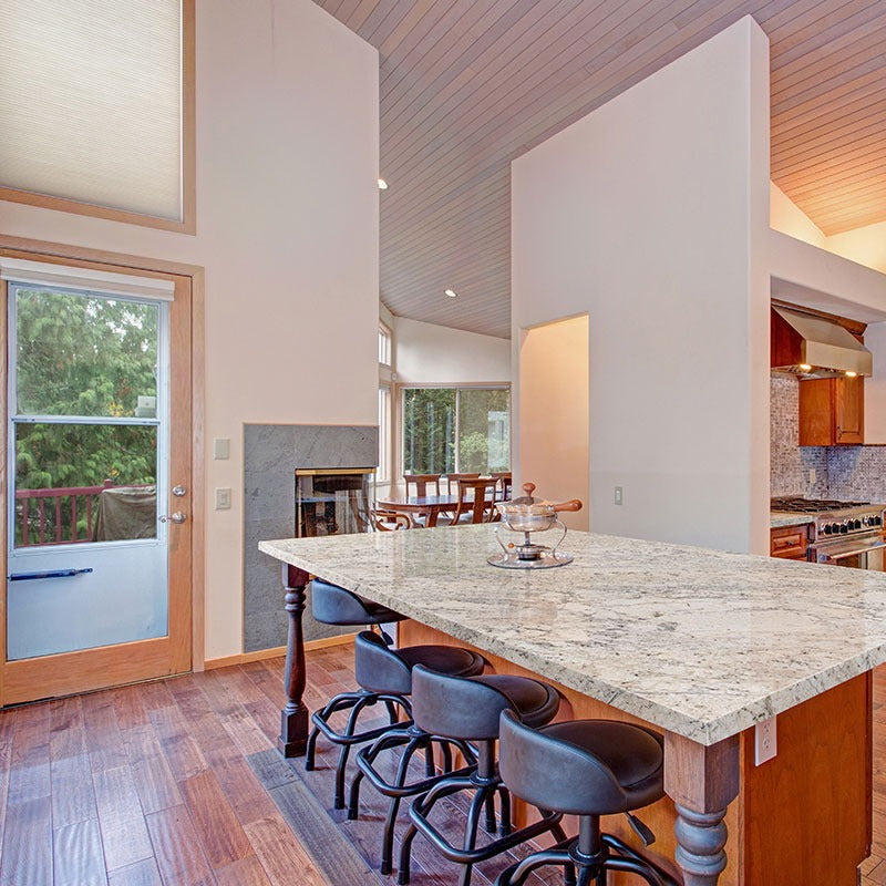 African Rainbow granite countertop installed in a kitchen