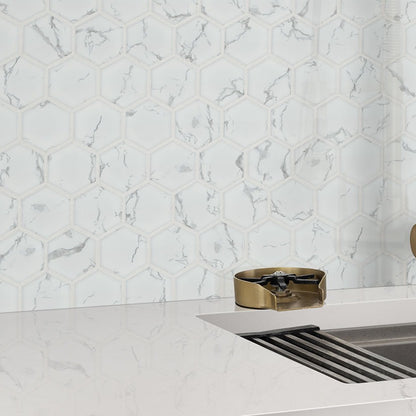 Alabaster White quartz countertop installed in a room setting