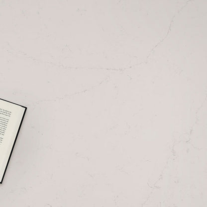 Alabaster White quartz countertop installed in a room setting