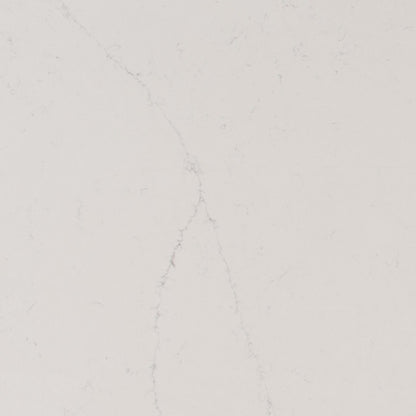 Alabaster White quartz slab, close up of the surface