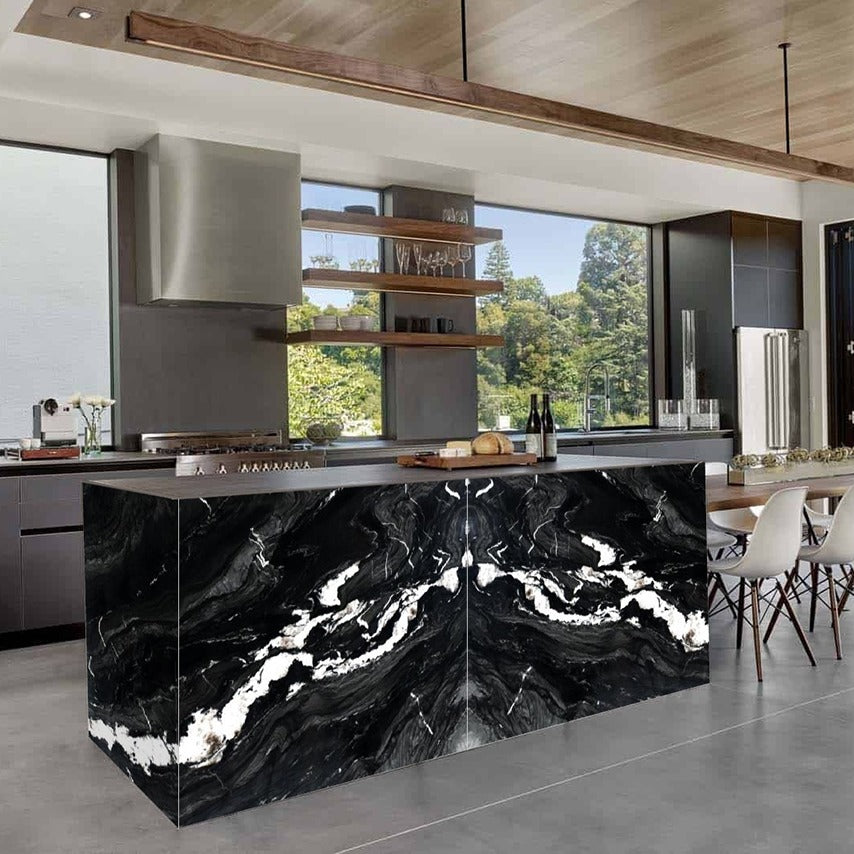 Andes Black quartzite installed in a room setting