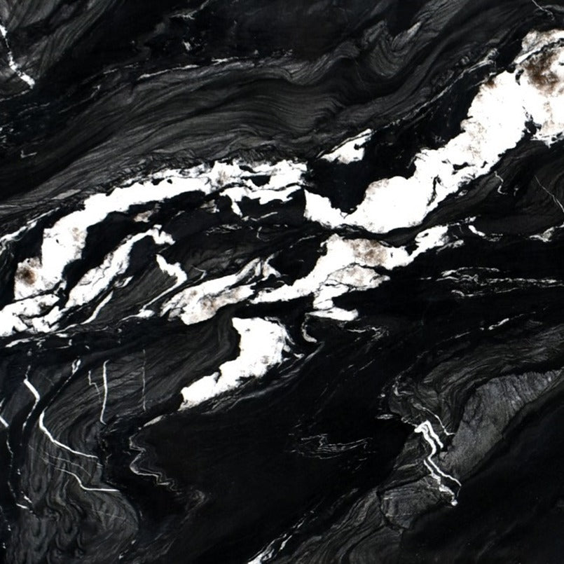 Andes Black quartzite slab, close up of the stone surface