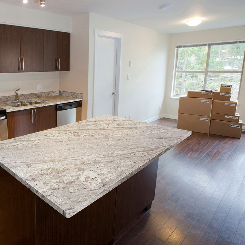 Andino White granite countertop installed in a kitchen