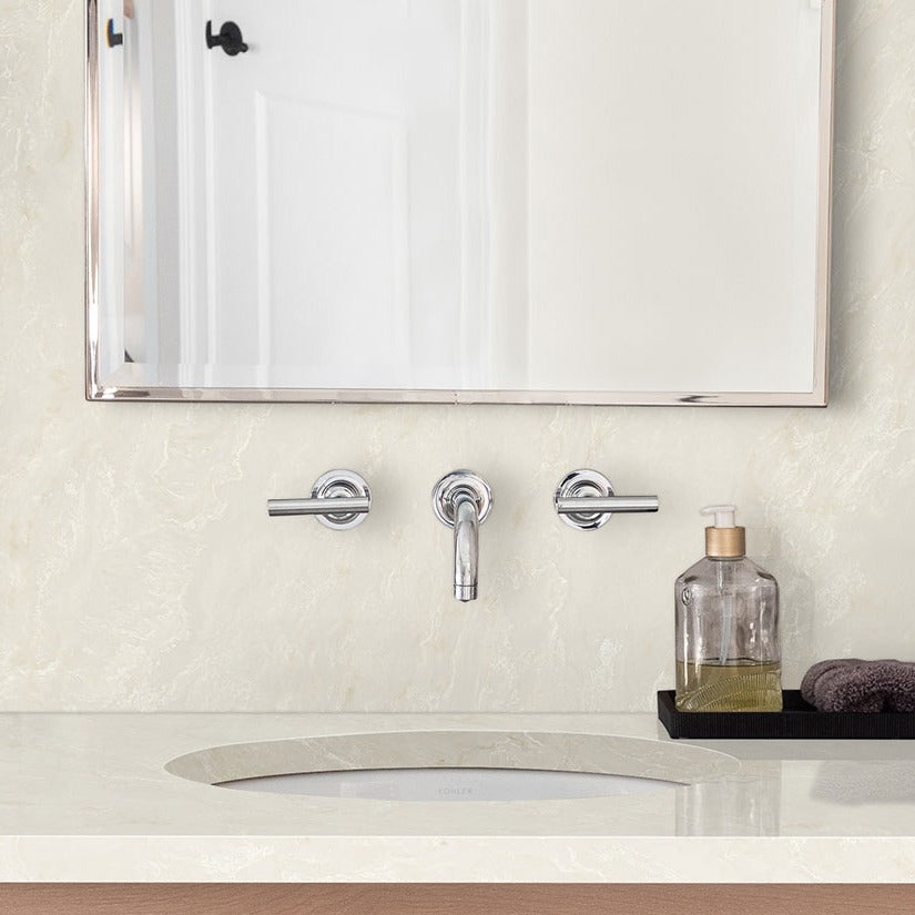 AuraTaj quartz countertop installed in a room setting