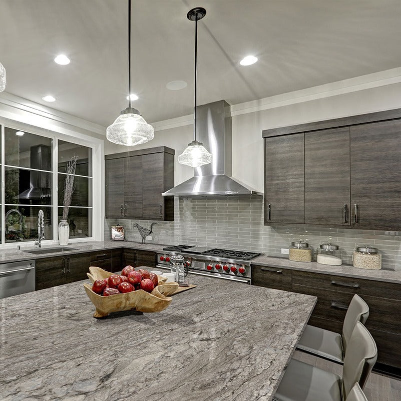 Azul Celeste granite countertop installed in a kitchen