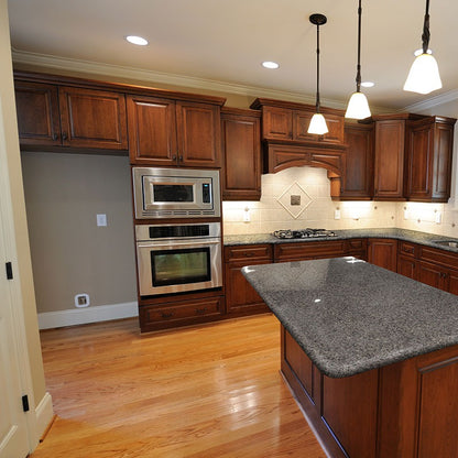 Azul Platino granite countertop installed in a kitchen