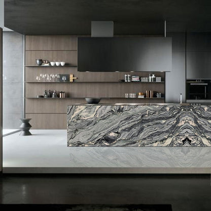Azul Treasure quartzite installed in a room setting