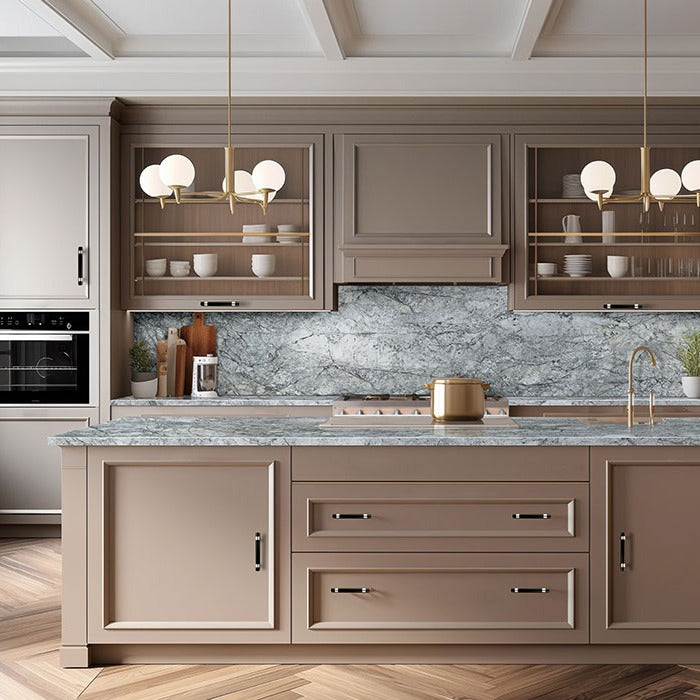 Azure Mist granite countertop installed in a kitchen