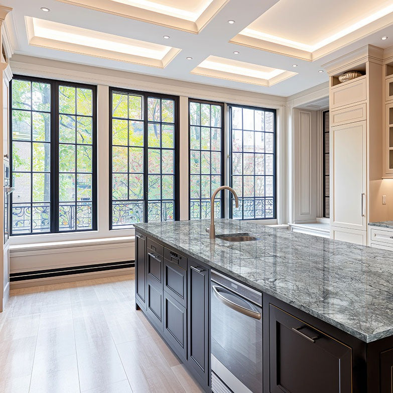 Azure Mist granite countertop installed in a kitchen