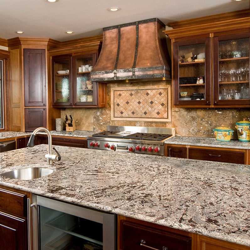 Bianco Antico granite countertop installed in a kitchen