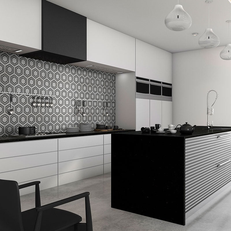 Black Galaxy granite countertop installed in a kitchen