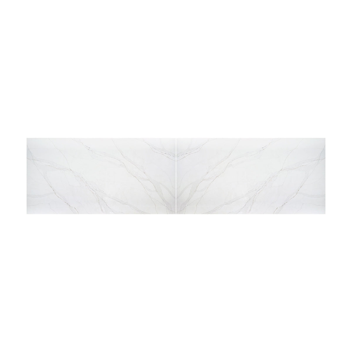 Calacatta Abezzo quartz, bookmatched pair of full slabs
