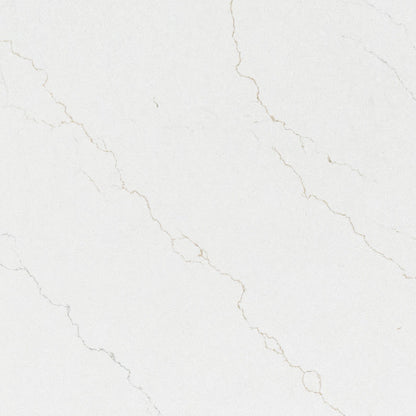 Calacatta Adonia quartz slab, close up of the surface