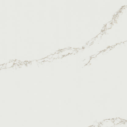 Calacatta Arno LumaLuxe quartz slab, close up of the surface