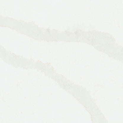 Calacatta Belaros quartz slab, close up of the surface