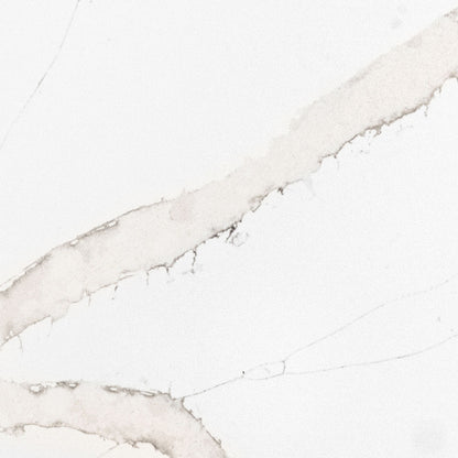 Calacatta Goa LumaLuxe quartz slab, close up of the surface