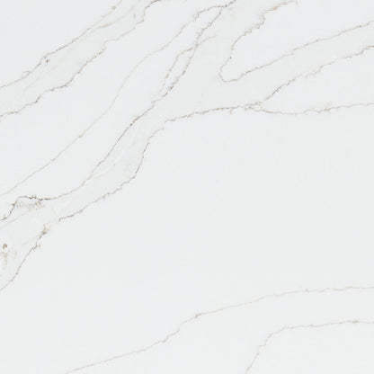 Calacatta Izaro quartz slab, close up of the surface
