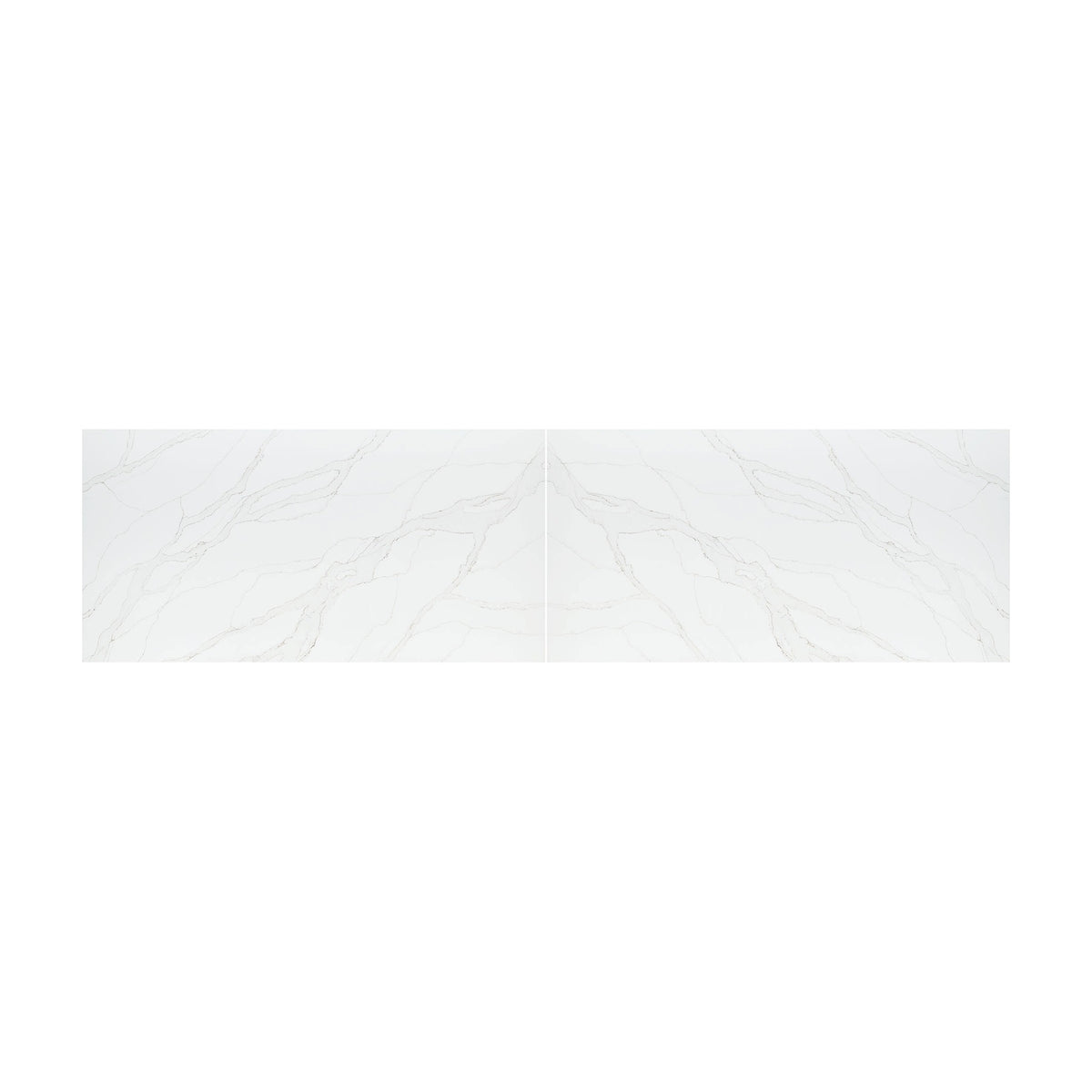 Calacatta Izaro quartz, bookmatched pair of full slabs