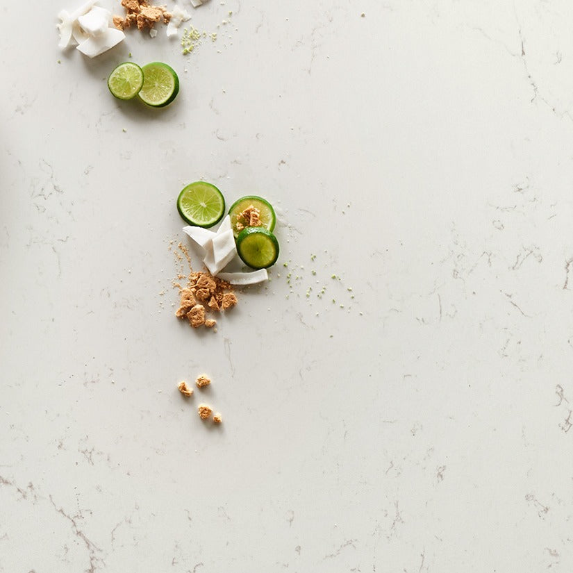 Calacatta Lavasa quartz countertop installed in a room setting