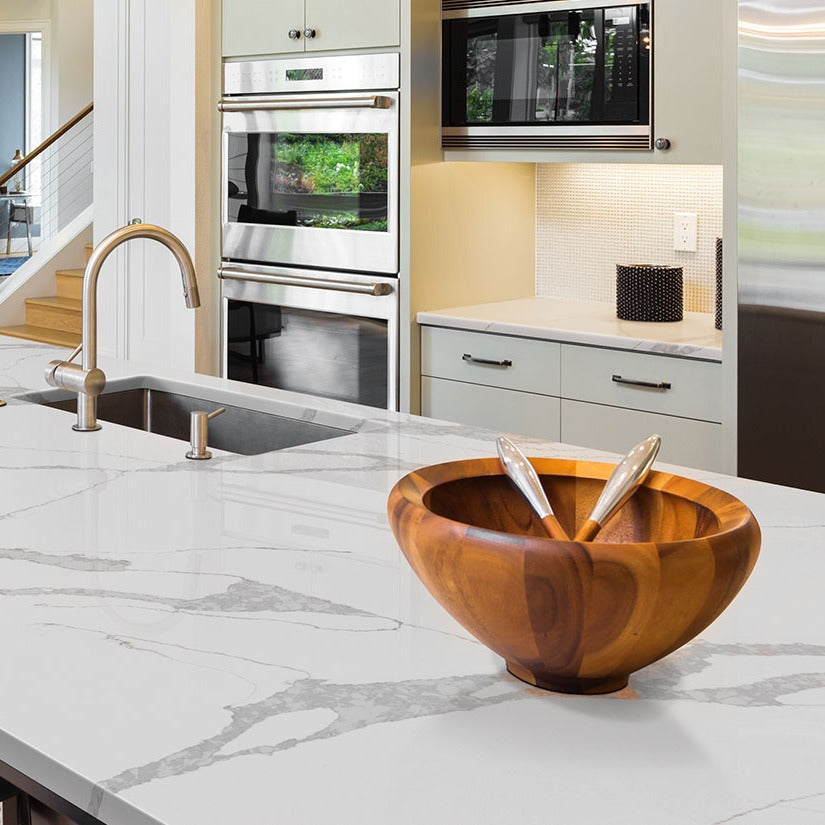 Calacatta Leon quartz countertop installed in a room setting