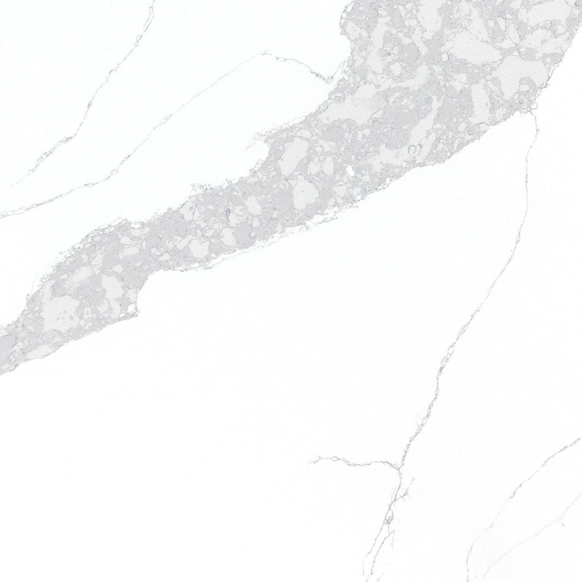 Calacatta Leon quartz slab, close up of the surface