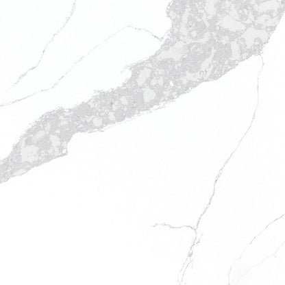 Calacatta Leon quartz slab, close up of the surface